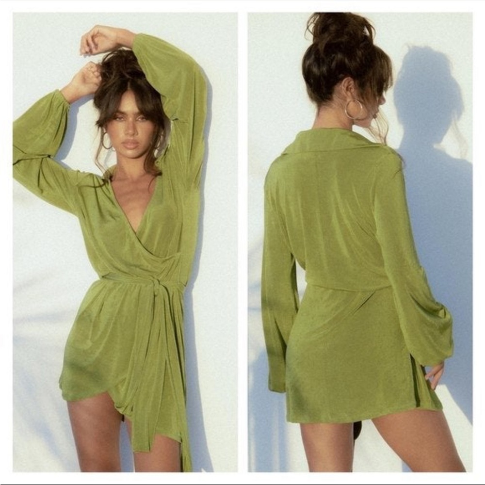 Princess Polly long sleeve tie wrap dress